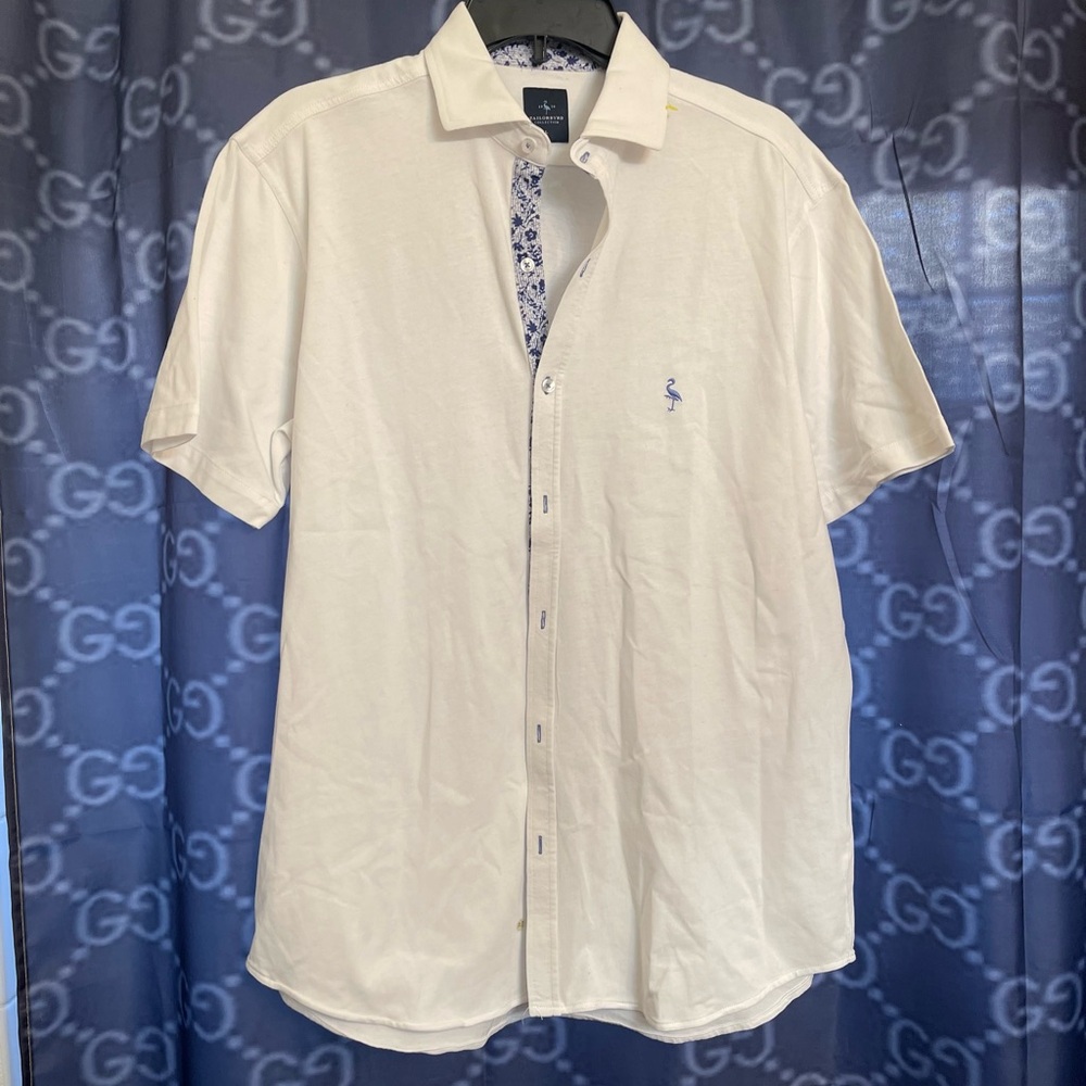 Taylor Bird men’s white button up Short Sleeve Shirt pre owned